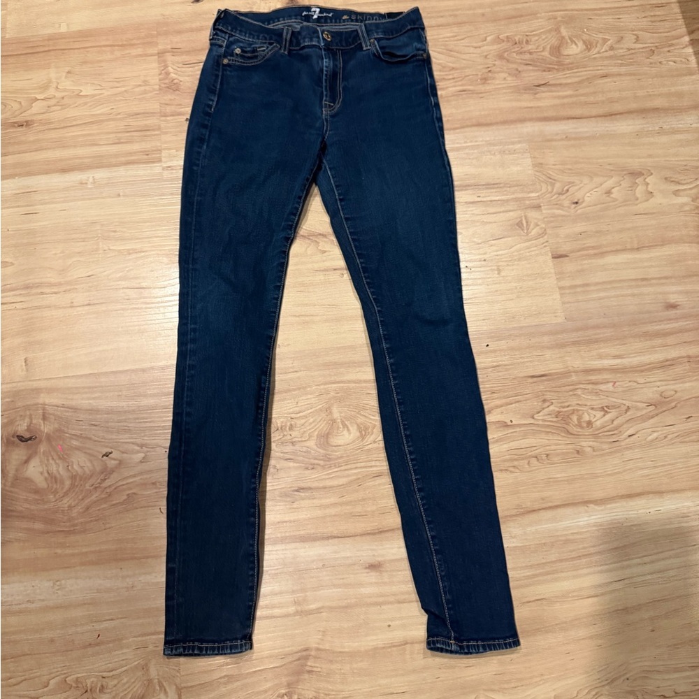 7 For All Mankind Dark Blue Skinny Jeans 27